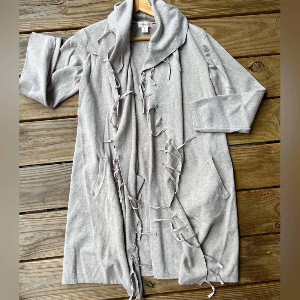 Style & Co medium fringe long sleeve cardigan - Picture 7 of 11